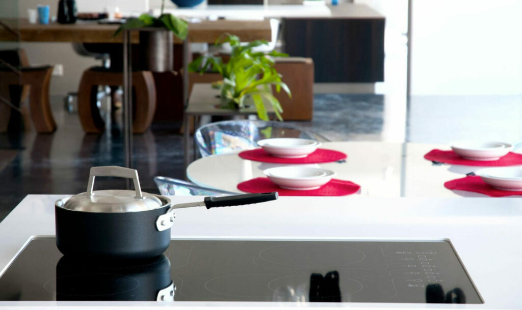 Induction Cooktop with pot on top
